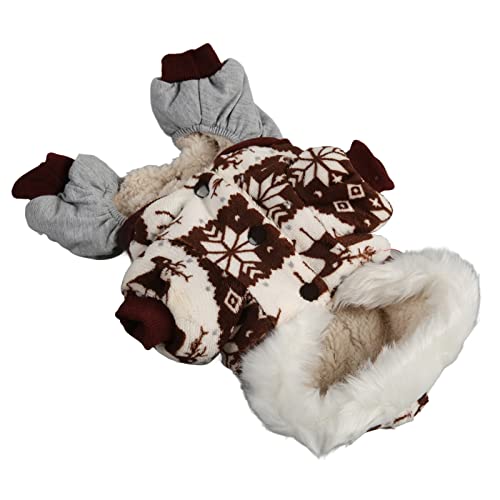 HEEPDD Schneeflocken-Muster-Kapuzen-Hundeweihnachtsmantel-Winter-Breiter Kragen-Kleiner Polyester-Hundemantel (M) von HEEPDD