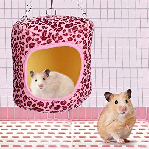 HEEPDD Sicheres Hamster Hängenest, Hamster Hängematte, Igel Chinchilla für Eichhörnchen Meerschweinchen (Leopardenrosa) von HEEPDD