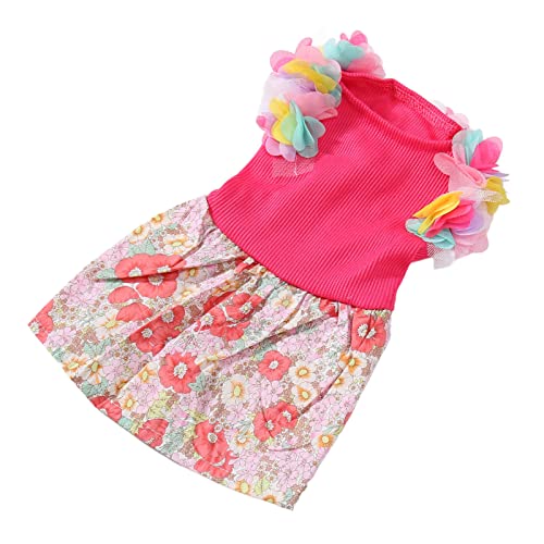 HEEPDD Süßes Hundekleid, Leichtes Hundekleid, Rosarot, Weiches Polyester, Attraktive Kleine Blumen Bedruckt für Party, Urlaub, Welpen (XS) von HEEPDD