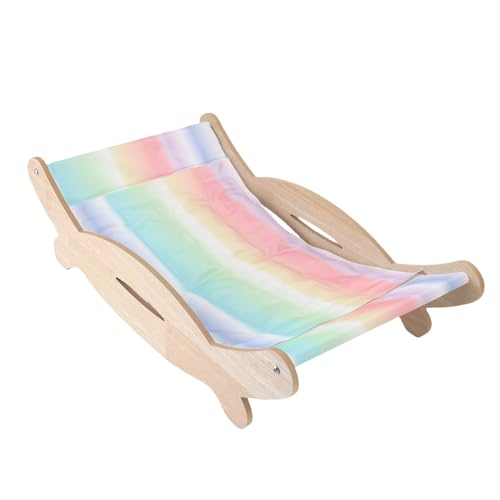 HEEPDD Wood Cat Lounge Stuhl, Atmungsaktierbarer Strandstuhl Innenhöhle Hängematte Hängematte Sommer Haustier Couch mit Kühlkissen für Innenkatzen Kätzchen von HEEPDD