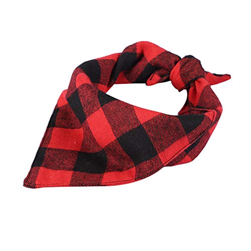 Haustier-Hundewelpen-Schal, Halsband, Bandana, Rotes Karomuster, Weich, Atmungsaktiv, für Kleine Hunde (L) von HEEPDD