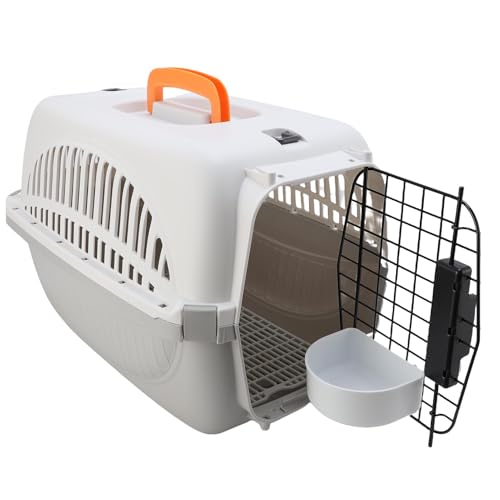 Haustierträger, Reisestierträger Plastikhund Transportbox Belüftete Kiste Welpen Trainingskiste mit Reichlich Platz für Outdoor -Abenteuer Tierarztbesuche (Grey) von HEEPDD