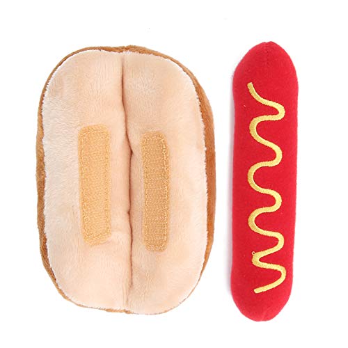 Hund Quietschendes Spielzeug, Abnehmbares Hot Dog Shape Plüsch Hundespielzeug von HEEPDD