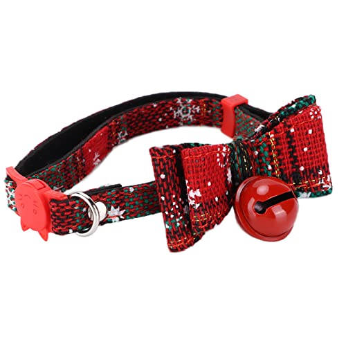 Hundehalsbänder, einfach zu entfernen und zu ersetzen verstellbare Hundehalsbänder mit Fliege für Urlaub und Weihnachten[Katzenhalsband: Schneegrün, S] Halsbänder von HEEPDD