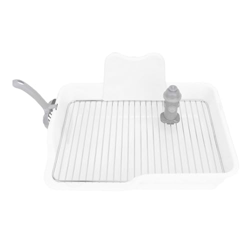Hundeköpfchenschale, Innenpupftoilette mit Splash Guard Abnehmbares Netz Pee Pad Halter Innenhunde Badezimmer für Hausbrecher in Wohnungen Kleine Räume (White) von HEEPDD