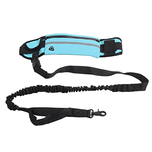 Hundeleine Hundelaufleine Hände Frei mit Reflektierendem Elastischem Flexiblem Bund und Abnehmbarer Tasche Hundelaufleine für Outdoor-Walking-Training (Himmelblau) von HEEPDD