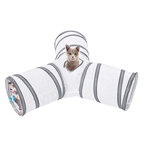 Katzen Tunnel, zusammen klappbare 3 Wege Katzen Spielzeug Tunnel röhre mit Spähen Loch Spaß Ball Inner Außen Haustier Interaktives Training Spielzeug (01#) von HEEPDD