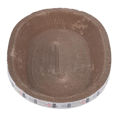 Katzenkratzenbrett, Katzenkratzer -Bettkappe Katzenschale mit Einzigartiger Oberflächenstruktur Bietet Ideale Erlebnisse für Krallenschärfen für Katzen (Oval 51x36,5 cm) von HEEPDD