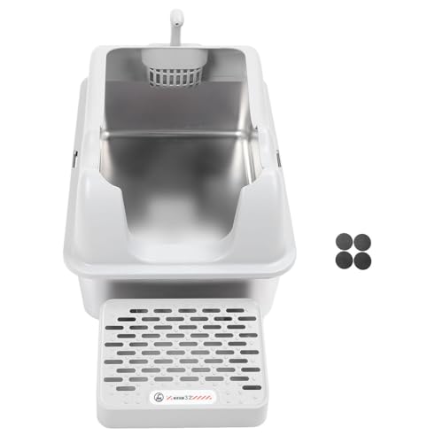 Katzentoilette, Praktisch, Spritzwassergeschützt, Geruchsneutral, Katzentoilette aus Edelstahl, Hohes Fußpolster, Auslaufsicher, Geschlossen, Extra Große Katzentoilette für Große Katzentoilette, Praktisch, Spritzwassergeschützt, Geruchsneutral, Katzentoilette aus Edelstahl, Hohes Fußpolster, Auslaufsicher, Geschlossen, Extra Große Katzentoilette für Große von HEEPDD