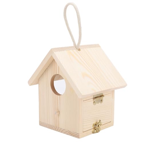 Transparentes Acrylfenster-Vogelhaus aus Holz, Großes Hängendes Vogelhaus mit Schlosstür und Schlüsselband für Schwalben, Spatzen, Kolibris von HEEPDD