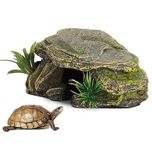 Turtle Reptile Hiding Caves, Fisch Hiding Cave Aquarium Turtle Reptile Basking Hide Habitat Shelter für kleine Eidechsen Frösche Schildkröten von HEEPDD