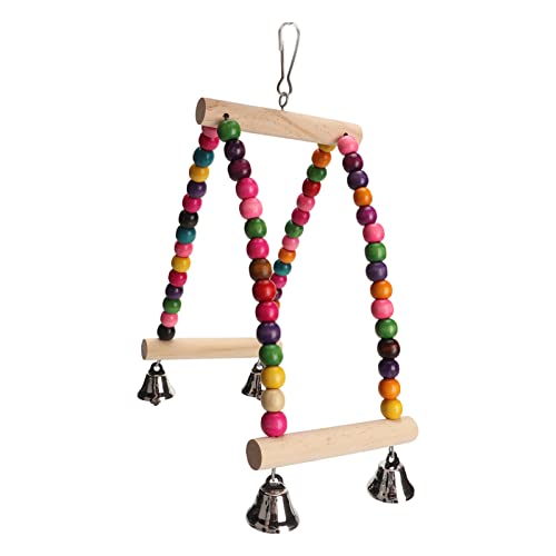 Vogelschaukelspielzeug mit Bunten Perlen, Multifunktionale Holzschaukelstange für Papageien, Geeignet für Kleine Tiere von HEEPDD