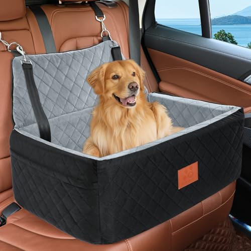 Hunde Autositz für Große&Mittlere Hunde, Hundesitz Auto für unter 55 lbs oder 2 kleine, Waschbar Hundeautositz für den Rücksitz mit dickem Kissen,2 Sicherheitsleinen Hunde Autositz für Große&Mittlere Hunde, Hundesitz Auto für unter 55 lbs oder 2 kleine, Waschbar Hundeautositz für den Rücksitz mit dickem Kissen,2 Sicherheitsleinen von HEGCOIIE