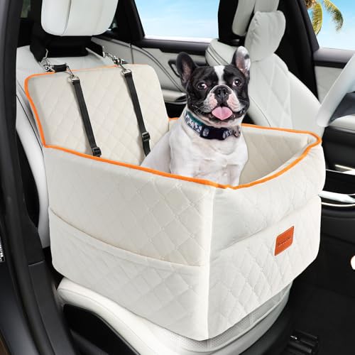 Hunde Autositz für kleine bis mittlere Hunde, Waschbarer hundesitz auto mit Aufbewahrungstaschen, Ansteckbare Leine,verdickter Hundeautositz Hunde Sitzerhöhung Hundebett auto für Rückbank Vordersitz-W Hunde Autositz für kleine bis mittlere Hunde, Waschbarer hundesitz auto mit Aufbewahrungstaschen, Ansteckbare Leine,verdickter Hundeautositz Hunde Sitzerhöhung Hundebett auto für Rückbank Vordersitz-W von HEGGCOOE
