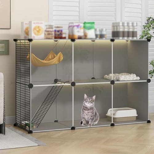 Haustierkäfige, Laufstall für Katzen, zusammengebaute Katzengehege zum Selbermachen für den Innenbereich, abnehmbares Katzengehege für den Außenbereich, Katzeneigentumswohnung, Katzenkäfigzu Haustierkäfige, Laufstall für Katzen, zusammengebaute Katzengehege zum Selbermachen für den Innenbereich, abnehmbares Katzengehege für den Außenbereich, Katzeneigentumswohnung, Katzenkäfigzu von HEHEXIQH