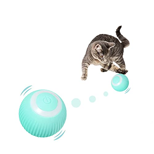 1Stück Interaktives Katzenspielzeug Ball, 360-Grad-selbstrotierender Ball, Katzenball mit LED-Licht, USB Wiederaufladbares,bewegliches Spielzeug für von HEIBTENY