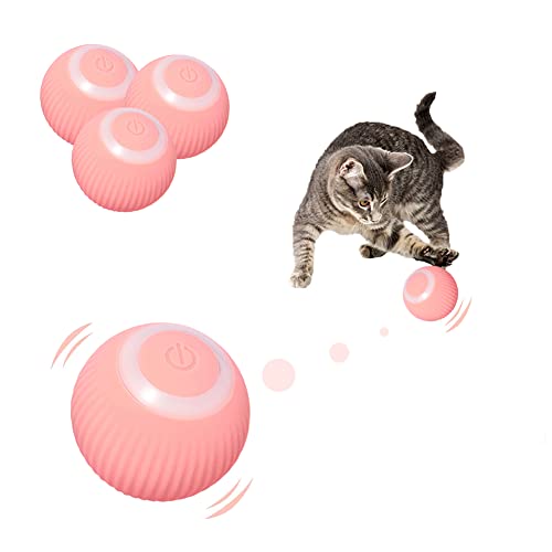 3Stück Interaktives Katzenspielzeug Ball, 360-Grad-selbstrotierender Ball, Katzenball mit LED-Licht, USB Wiederaufladbares,bewegliches Spielzeug für von HEIBTENY
