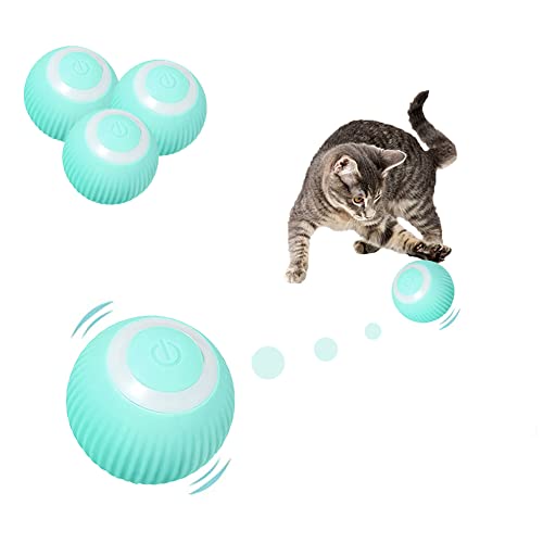 3Stück Interaktives Katzenspielzeug Ball, 360-Grad-selbstrotierender Ball, Katzenball mit LED-Licht, USB Wiederaufladbares,bewegliches Spielzeug für von HEIBTENY
