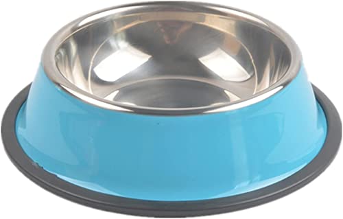 HEIMP Fressnäpfe Edelstahl Kleiner Hundenapf Hundefutternapf Pet Feeding Supplies Welpenfutternapf Schüssel (Color : Blu, Size : Small) von HEIMP