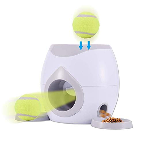 HEITIGN Haustier Tennisball Launcher Spielzeug, Automatische Haustier Feeder Holen Tennisball Launcher, Hund Training Spielzeug Interaktive Wurfball Maschine Essen Belohnungsmaschine mit 2 Tennis von HEITIGN