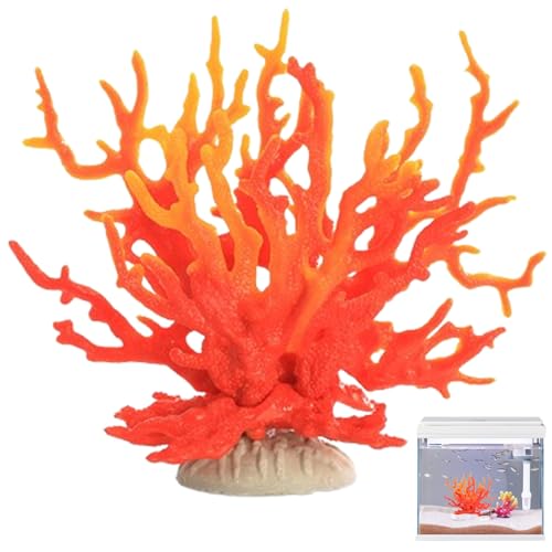HEKARBAMILL Korallendekor, künstliche Korallenriff Dekor, 6.7x2.6 '' Fake Coral Ornament, dekorative lebensechte Korallenskulptur Strandzimmer Dekor Rot Orange von HEKARBAMILL