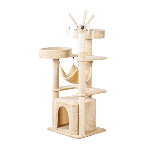 Katzenkletterbaum Beige Katzenklettergerüst Mehrschichtiges Katzenkratzbrett Katzenkratzbaum Katzennest Sprungplattform Katzenspielzeugzubehör Katzenbaum Vision von HEKDIKTT