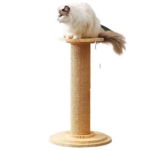 Kratzbaum für große Katzen, solides Katzenkratzbrett, vertikale Katzenkratzsäule, Katzenklettergerüst, Schleifklauensäule, Katzenzubehör, Spielzeug für Katzen (Größe: L, Holzfarbe), Vision von HEKDIKTT