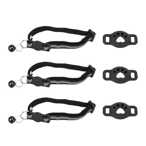 HELEVIA 3PCS PET -Kragen, Einstellbare Bequeme, Sichere Kitty -Bell -Kragen, Schutzabdeckung des Klauenmusters, Reflektierendes Design, für den Täglichen Verschleiß von HELEVIA