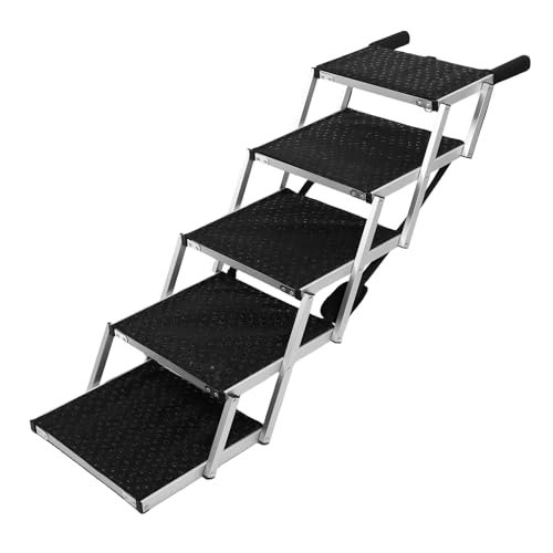 HELEVIA Faltbare Hundetreppe für Auto 5 Stufen 70 Kg Ladung mit Extra Breiter Anti -Schlupf -Tragbarentier für SUV High Beds Truck HELEVIA Faltbare Hundetreppe für Auto 5 Stufen 70 Kg Ladung mit Extra Breiter Anti -Schlupf -Tragbarentier für SUV High Beds Truck von HELEVIA