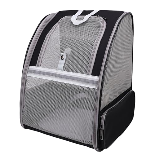 HELEVIA Pet Carrier -Rucksack, Atmungsaktive Faltbare Leichte Welpen -Rucksackträger, Multifunktionelle Welpenträger, für Reisen, Tägliche Ausflüge (Schwarz) von HELEVIA