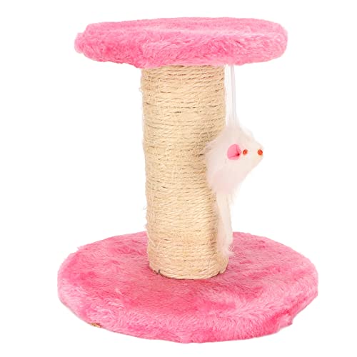 Kratzbaum Katzen, Interaktiv, Weicher Plüsch, 2 Schichten Sisalseil, Kratzbaum Katzen und Kätzchen Im Innenbereich (Rosa) von HELEVIA