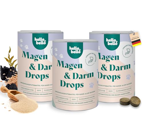 HELLOBELLO Kaltgepresste Magen-Darm Drops für Hunde 3x350 g Soft Mit Bierhefe, 37% Lamm & Meeresalge - Gras Und Kotfresser Drops, Gegen Sodbrennen, Magenschutz von HELLOBELLO