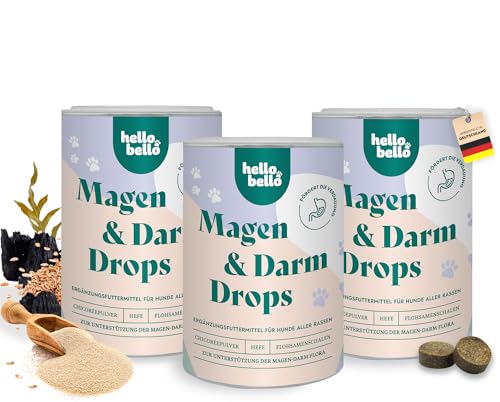 HELLOBELLO Magen-Darm Drops für Hunde 3 x 350 g - Unterstützt Verdauung, Darmregulierung & eine gesunde Darmflora - Mit Probiotika & Präbiotika von HELLOBELLO