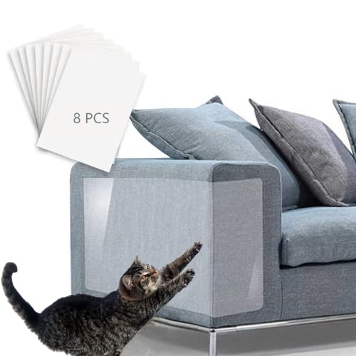 Katze Kratzschutzfolie,8 Stück Doppelseitig Kratzpads für Katzen mit Selbstklebend,Katze Kratzschutzfolie für Sofa Möbel Tür Kratzschutz,Anti Kratz Katzen Folie für Sofa,Wand Kratzmatten (8 Stück) von HELOVGE