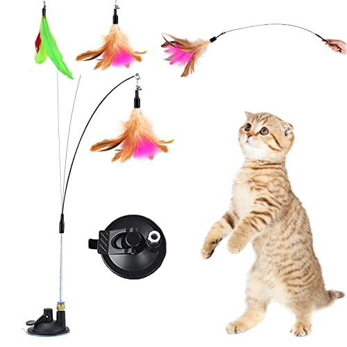 HELOVGE Katzen Glocken Zauberstab,3Pcs Interaktives Katzenspielzeug Federn,Katzen Spielzeug,Katzenangel Saugnapf,Katzenangel mit Federn und Glöckchen,Katzen Glocken Zauberstab HELOVGE Katzen Glocken Zauberstab,3Pcs Interaktives Katzenspielzeug Federn,Katzen Spielzeug,Katzenangel Saugnapf,Katzenangel mit Federn und Glöckchen,Katzen Glocken Zauberstab von HELOVGE