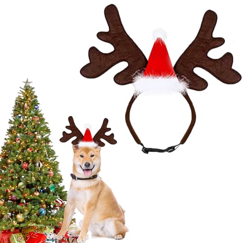 HELOVGE Weihnachten Haustier Stirnband,Weihnachts-Hunde-Stirnband-Set,Klassischer Elchhut,Kopfbedeckung,Haustierkostüm-Zubehör. HELOVGE Weihnachten Haustier Stirnband,Weihnachts-Hunde-Stirnband-Set,Klassischer Elchhut,Kopfbedeckung,Haustierkostüm-Zubehör. von HELOVGE