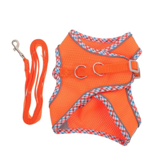 HEMOTON 1 Satz Hundegeschirr-Set Klein Haustier Ausbildung Hundeleine Und Geschirr Körperpflege Für Zug Welpe Outdoor Hundegeschirr Hundezubehör Tragbare Hundeweste Orange Polyester von HEMOTON