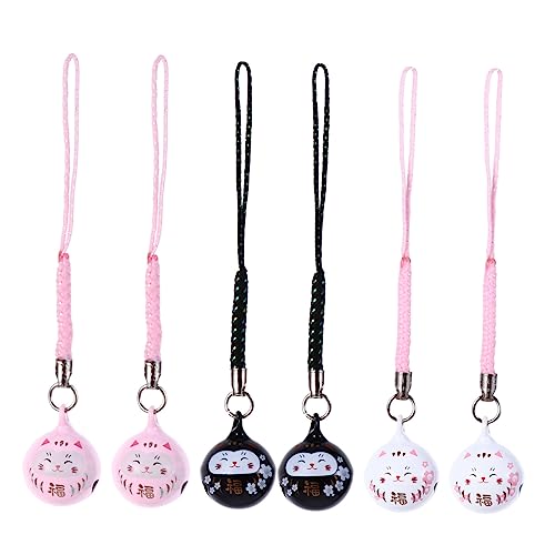 HEMOTON 1 Set 6 Pcs Ornament Charms Anhänger Hängende Glocke Glück Zitieren Hallo Ornamente Katze Tag Entzückende Tasche Decor Kupfer von HEMOTON