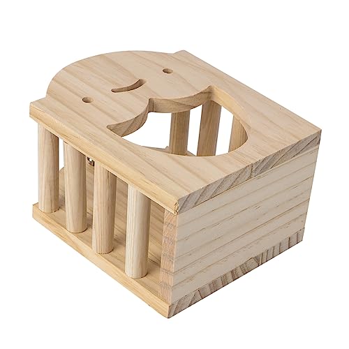HEMOTON 1 Stück Kaninchengrasbecken Meerschweinchen Heu Grasständer Trog Kleintier Heuraufe Nager Futterstation Essen Futterstelle für Kaninchen Futterautomat für Haustiere hölzern Beige von HEMOTON