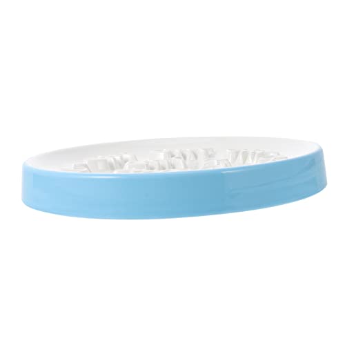 HEMOTON 1 Stück Langsame Lebensmittelschale Und Teller Schüssel Schlüssel Slow Feeder Hundenapf Katzennapf Welpe Katzennäpfe Futterspender Haustiere Flache Katzenschale Blau Keramik von HEMOTON