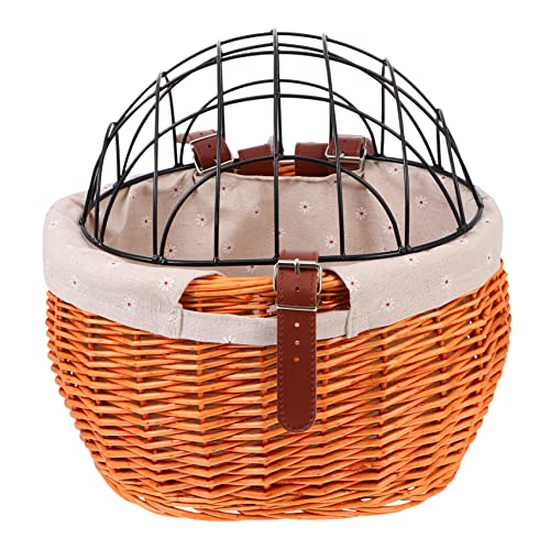 HEMOTON 1 Stück Rattan Fahrradkorb für Haustiere Robuster Fahrradkorb mit Stilvollem Design für Katzen Umweltfreundliches Material zu Montieren Vielseitig Einsetzbar von HEMOTON