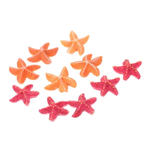 HEMOTON 10 Stück Teiliges Kleine Seesterne Aquarium Deko aus Resin Landschaftsornamente für Fischbecken und Reptilienbox Farbig Rot gelb Lebensechte zur Gestaltung von HEMOTON