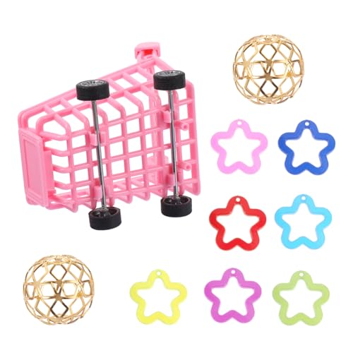 HEMOTON 10stücke Papageienwagen-Spielzeug Mit Metallkugeln Und -Ringen Für Vogel-trainingsspielzeug Zum Füllen Von Snacks Gleichgewicht Und Schnabel-koordination von HEMOTON