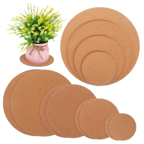 HEMOTON 12 Stück Blumentopfmatte aus Kunststoff runde Korkuntersetzer Untersetzer aus Kork drinnen Tischuntersetzer Kork Korktopfuntersetzer Runde Tischmatten Korkenmatte Kork-Pads Plastik von HEMOTON