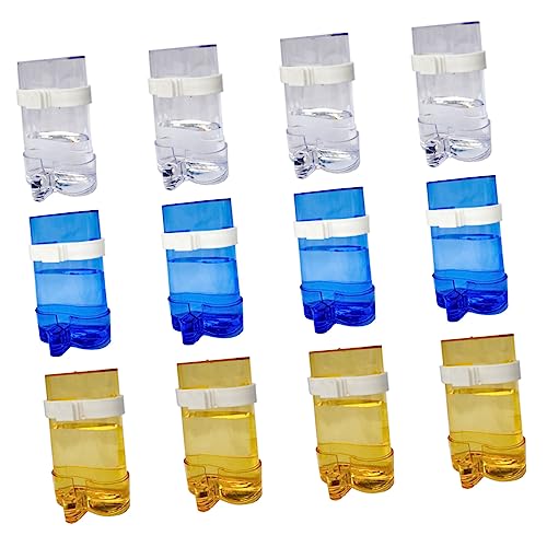 HEMOTON 12 Stück Futterstelle Für Papageien Vogelfütterer Wasserspender Für Sittiche Sittich-Futter Papageien Futterautomat Automatischer Wasserspender Groß Trinken Drinnen Plastik Blue von HEMOTON