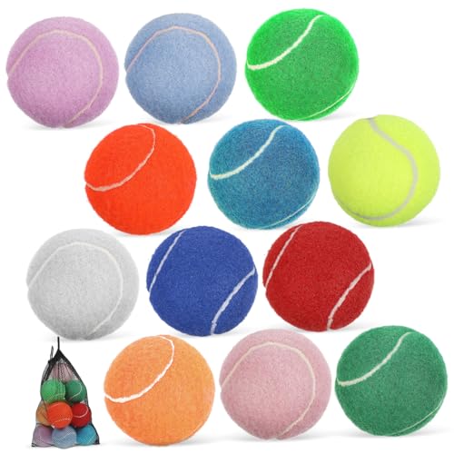 HEMOTON 12 Stück Tennisbälle für Hunde Trainingsspielzeug für Welpen und Kleine Hunde Strapazierfähig mit Tragetasche für Fetch und Interaktion von HEMOTON