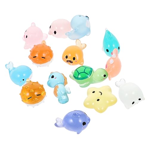 HEMOTON 14 Stück Teiliges Nachtleuchtendes Miniatur Meereslebewesen Aquarium Dekoration für Fischbecken für Desktop und Regalgestaltung von HEMOTON