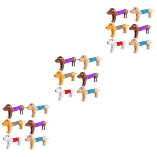 HEMOTON 18 STK Stressabbauendes Hundespielzeug stressabbau Spielzeug dekompressionsspielzeug funnytoys Entlastungsspielzeug Tier-Pop-Tube-Stretch-Spielzeug Hündchen Kordelzug Plastik von HEMOTON