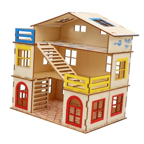 HEMOTON 1Satz Hamster Schloss Zweistöckiges Holzversteck Für Kleintiere Hamster Spielplattform Und Klettergerüst Hamsterzubehör Für Nagerkäfige von HEMOTON