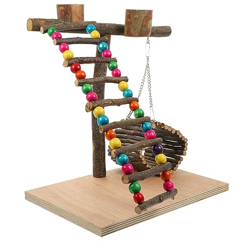 HEMOTON 1Satz Holzpapagei Spielplatz Interaktiver Vogeltrainingsständer für Wellensittiche und Papageien für Käfige Fördert und Training Haustiervogelspielzeug von HEMOTON